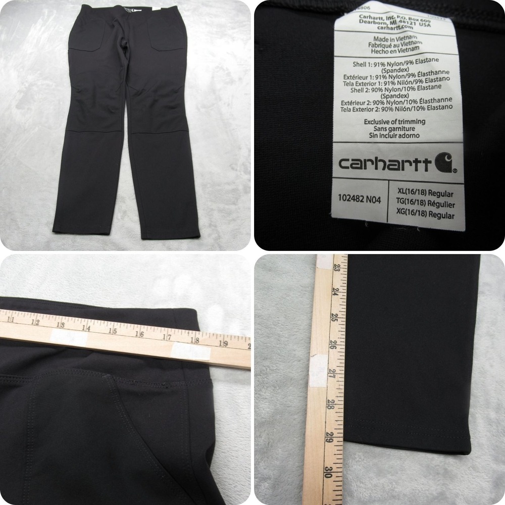 Carhartt Pants‎ Womens XL Black Softshell Fitted Pockets Midweight Legging 36x29